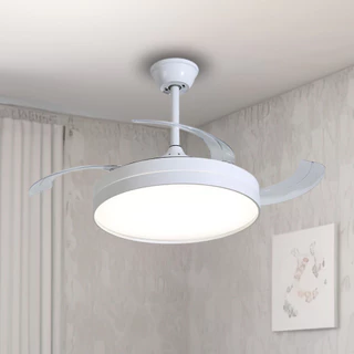 Ventilador De Teto Retrátil Air Basic Pás Branco Led 30w Bivolt Opus Controle Remoto Econômico Resfriamento Moderno
