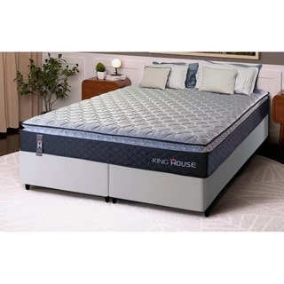 Conjunto Cama Box Queen Dakota Preto 158x198x57 Espuma D33