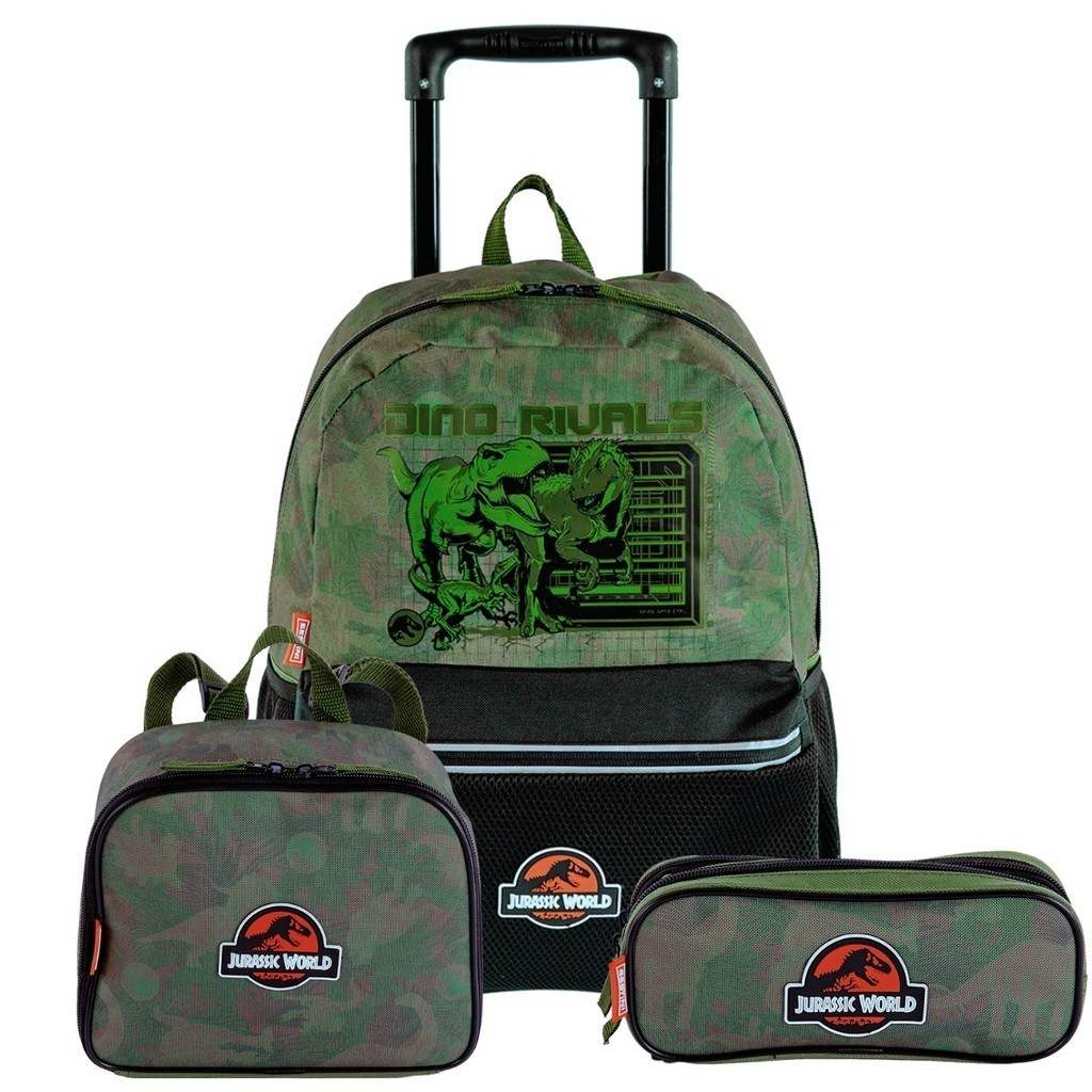 Kit Mochila Rodas Jurassic World Lancheira e Estojo Escolar | Shopee Brasil