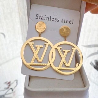 LV Brincos Simples Moda Aço Titânio À Prova D'água Carta Não Enferrujada Logo Ear Hoop Stud Jóias Femininas
