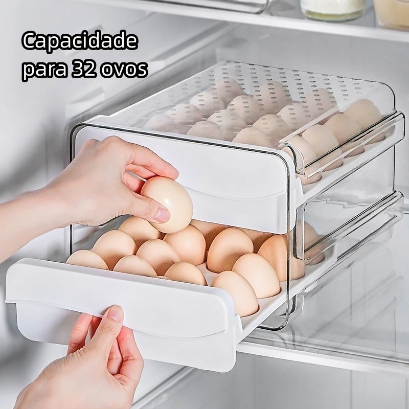 Porta Ovos de 2 andares Bandeja Dispenser Rolante Organizadora ate 32 Unidades(Envio imediato)