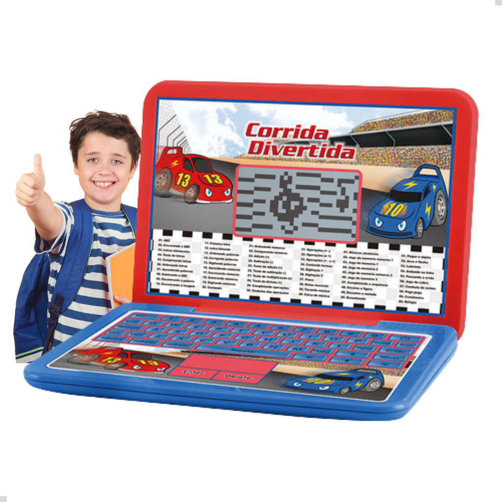 Notebook Infantil Educativo 60 Atividades Bilíngue Lap Top Brinquedo ...
