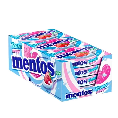 Drops Mentos Iogurte Morango Van Melle Com 12 Unidades De 24,1g