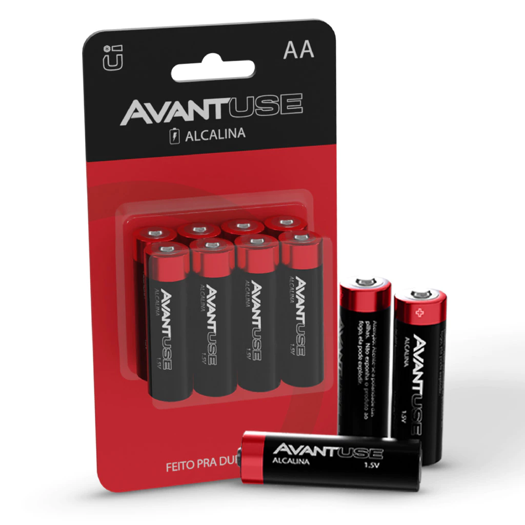 Kit 8 Pilhas Alcalina AA Pequena 1.5V Avant Use