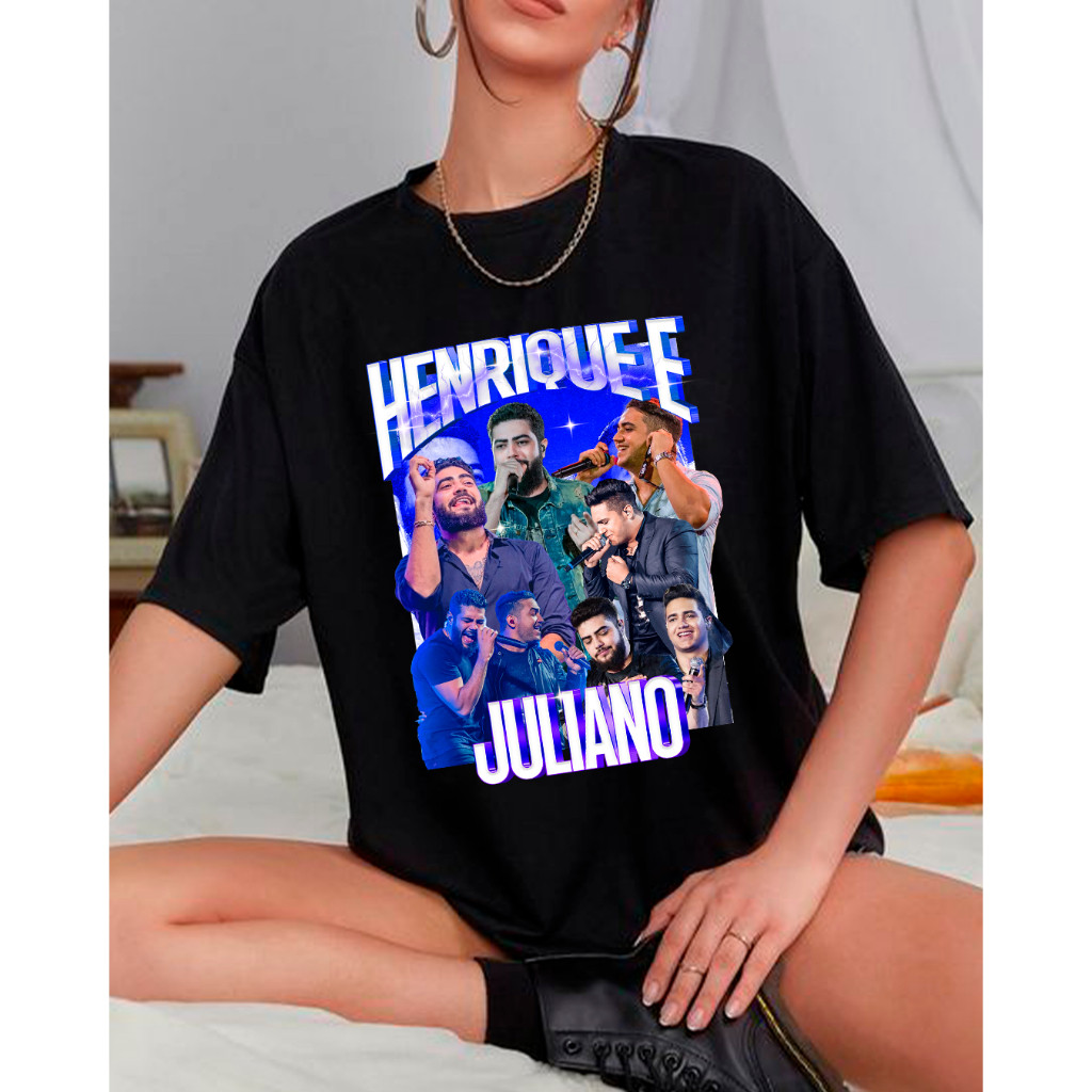 Camiseta Henrique e Juliano Show Turnê 2024 Blusa Básica Casual Unissex ...