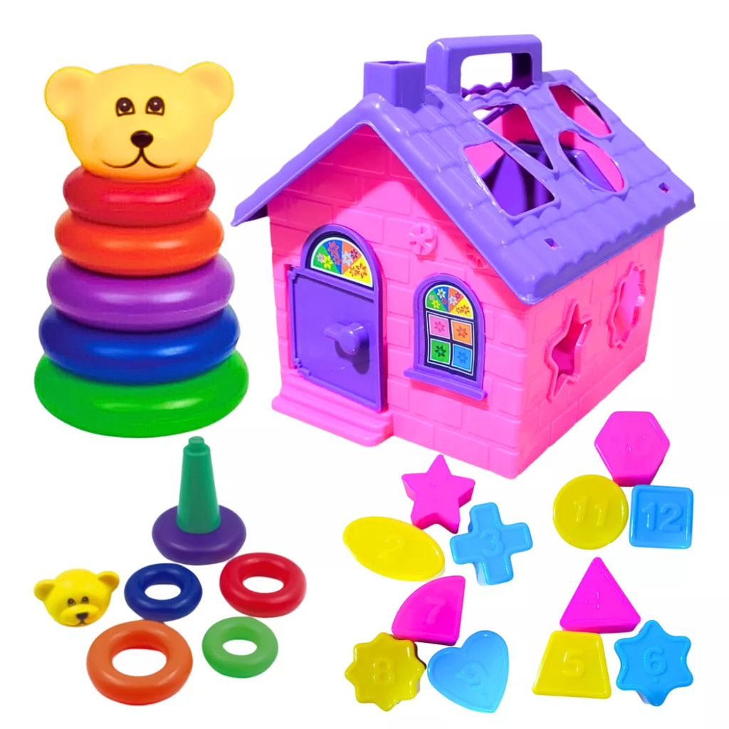 Kit Brinquedo Educativo 1 Ano Menino Menina Casinha Ursinho | Shopee Brasil