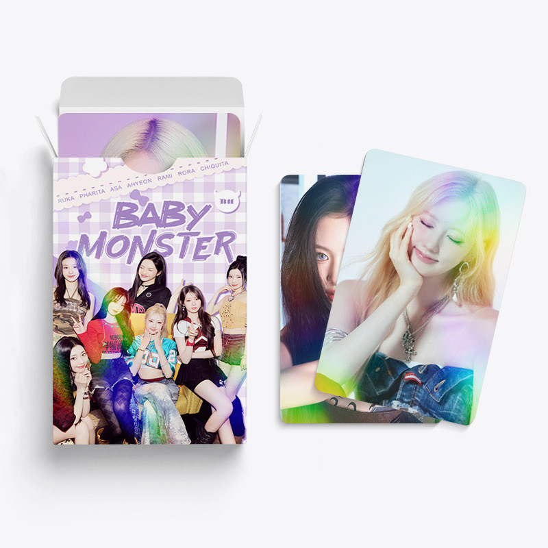 60pcs BABYMONSTER Photocard Holográfico LOMO Cartão Olá Monstros