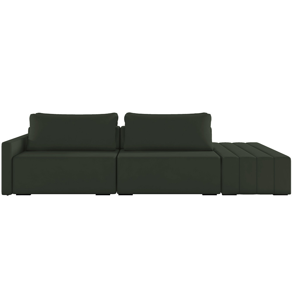 Sofá Ilha Modular Para Sala 252cm com Puff Dublin K01 Veludo Verde