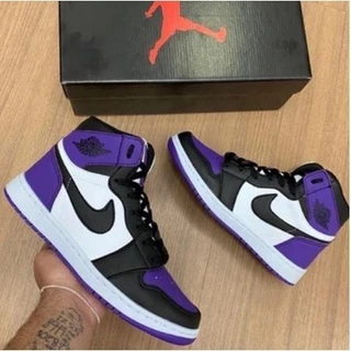 Tênis Naike Jordam Bota Cano Alto Masculino Diversas Cores Promoção Roxo/Purple/Panda