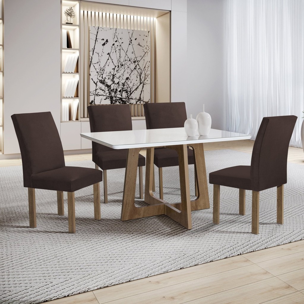 Conjunto Mesa Arizona 120cm com 4 Cadeiras Arizona Tampo Smart Plus com ...