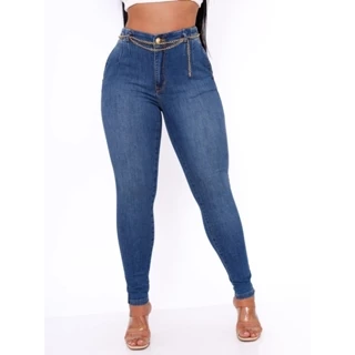 Calça Jeans Feminina Skinny com Cinto Boomerang