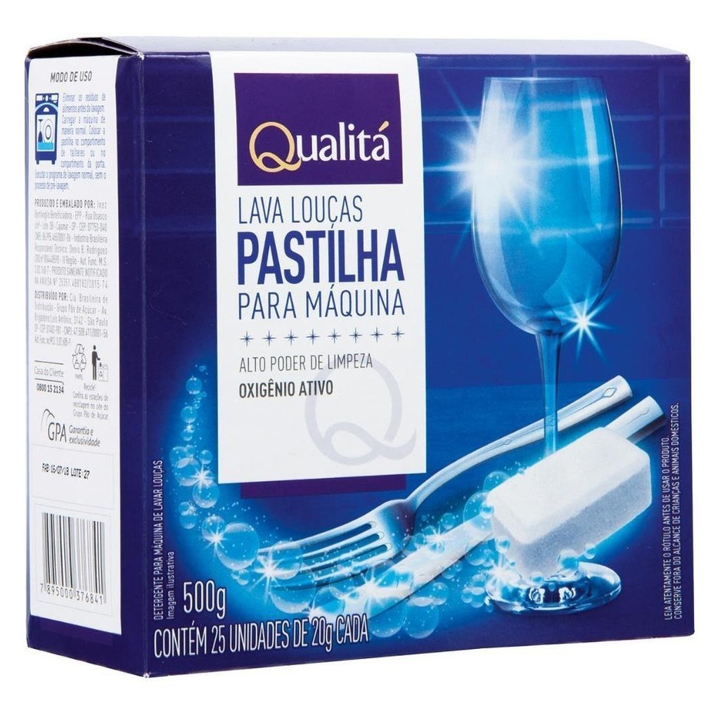Kit 50un Pastilhas Detergente Lava-louças Qualitá Tablete