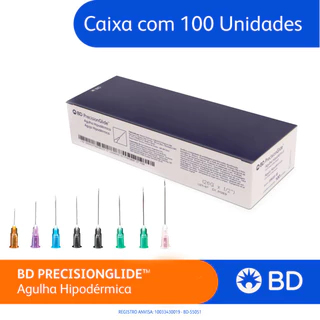 Agulha BD descartável hipodermica com 100 - todos os tamanhos Qualidade BD