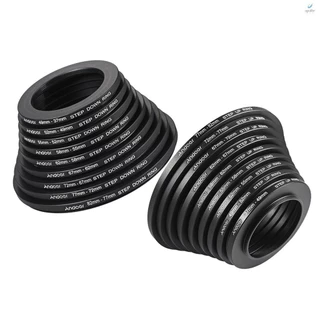Andoer 18pcs 37-49-52-55-58-62-67-72-77-82mm Kit De Anéis Adaptadores De Metal Para Filtro De Lentes