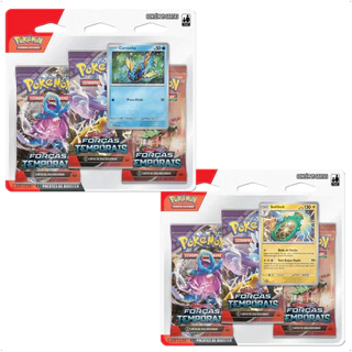 Pokemon 2x Blister Triplo - EV5 Forças Temporais Carvanha e Bellibolt TCG Copag - 33972