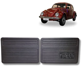 Par Forro De Porta Fusca Até 1977 Vinil Preto Com Bolsa 2pç