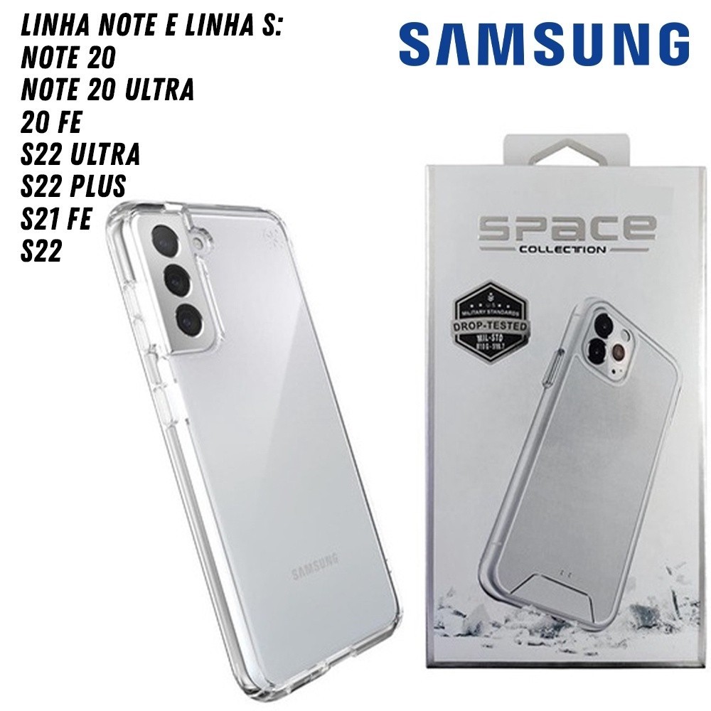 Capinha Space Compativel Com Samsung Galaxy Collection Clear Linha S20 S21FE S22 Plus Ultra Note 20 Note 20 Ultra - Linha Premium