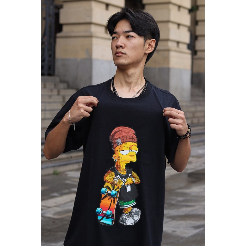 Camiseta Masculina Bart Simpson Skate 100% algodão Geek Nerd tatuagem  tatuado preta | Shopee Brasil