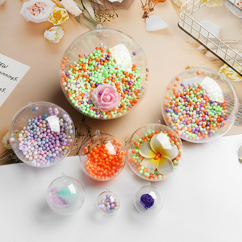 【 10 sets 】 Transparent Bola Redonda De Natal Festa Decoração Candy Flower Shredded Paper Decor