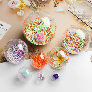 【 10 sets 】 Transparent Bola Redonda De Natal Festa Decoração Candy Flower Shredded Paper Decor