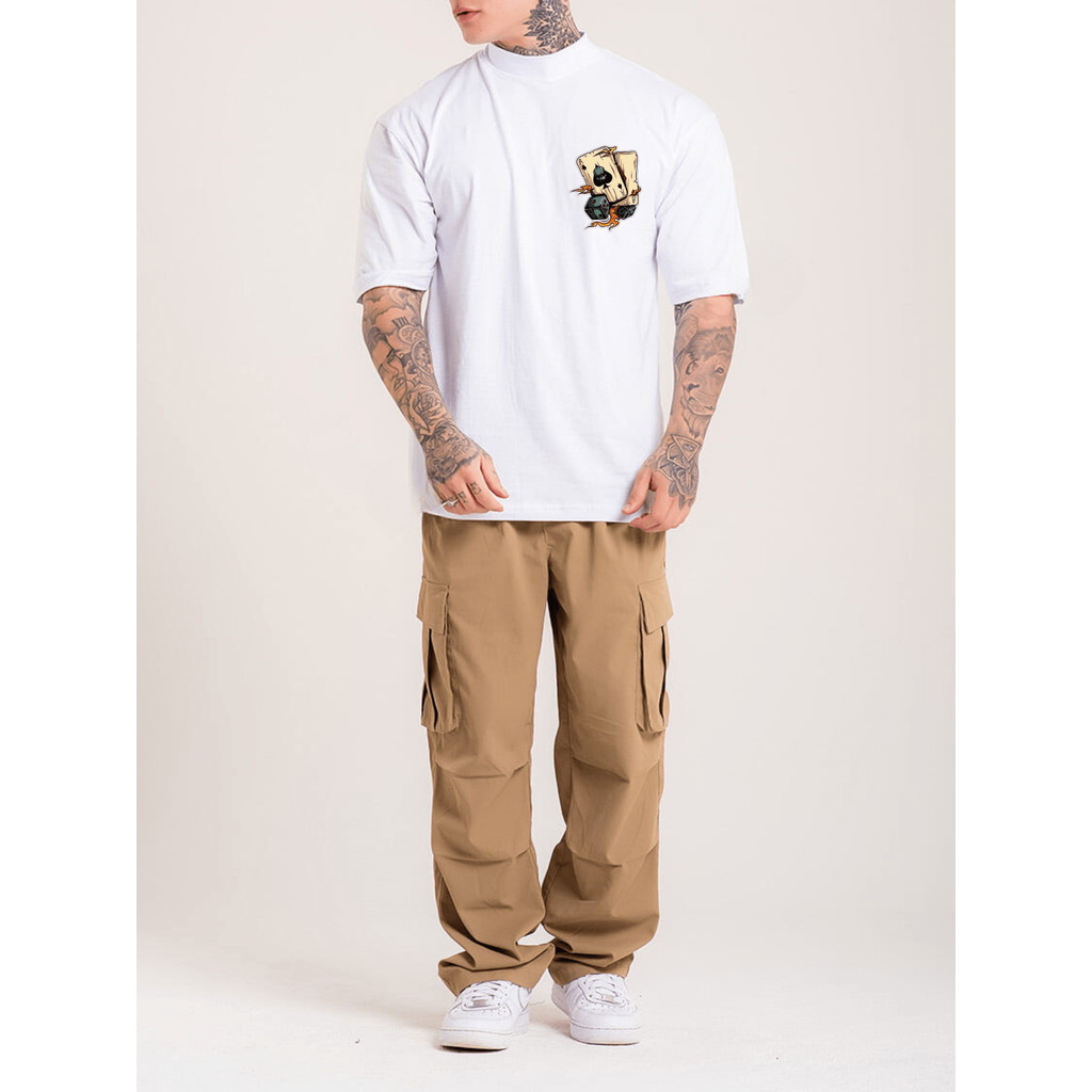 Camiseta Tumbrl Skate Baralho Streetwear Camisa Oversized