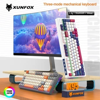 2024 Hyun Silver Fox K95 Teclado mecânico 2.4G sem fio Bluetooth Três Modos Teclado de jogos personalizado Laptop
