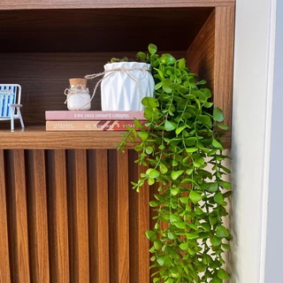 Vaso Decorado com laço e Folhagem Eucalipto artificial 60cm