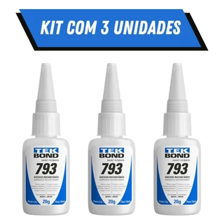 Kit 1/2/3 Unidades Colas Instantâneas TekBond 793 Super Bonder 20g - Adesivo Multiuso Para /Plástico/Metal e Borracha em Oferta na Shopee