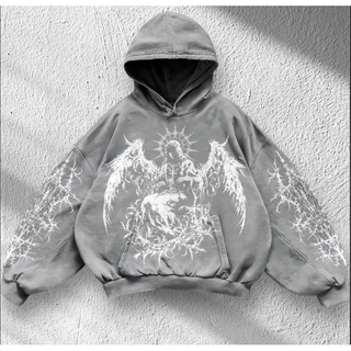 Casual Oversized Individual Impresso Manga Comprida Topo Preto Casal Moletom Primavera E Outono Jaqueta De Bolso Com Cap