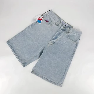 Retro Y2k Big Boy Bordado Jeans Hip Hop Desenho Animado Streetwear Calção De Ganga Baggy Harajuku Ginásio Basquetebol Homens