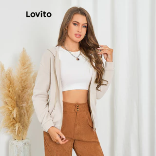 Lovito Moletom casual com zíper liso para mulheres LBL20272