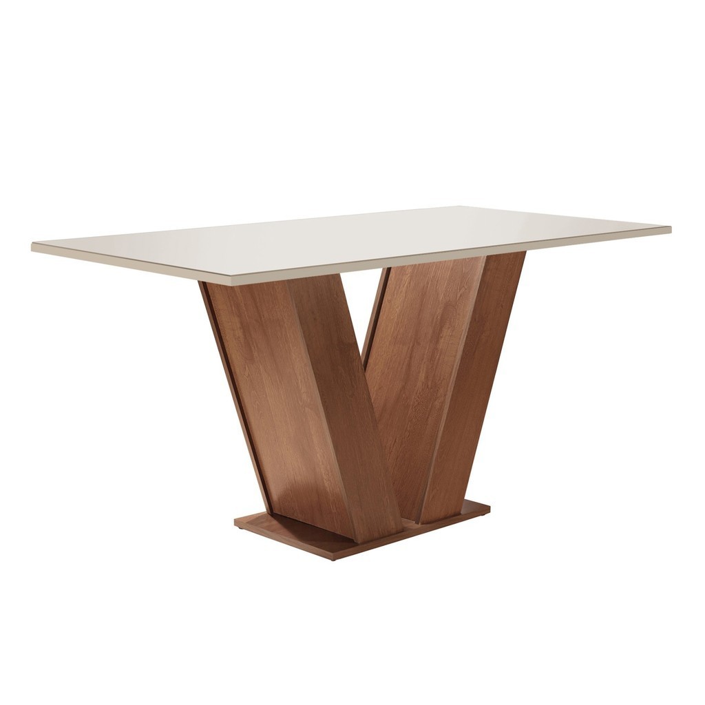 Mesa para Sala de Jantar 120cm Tampo em Vidro/MDF Espanha Espresso Móveis