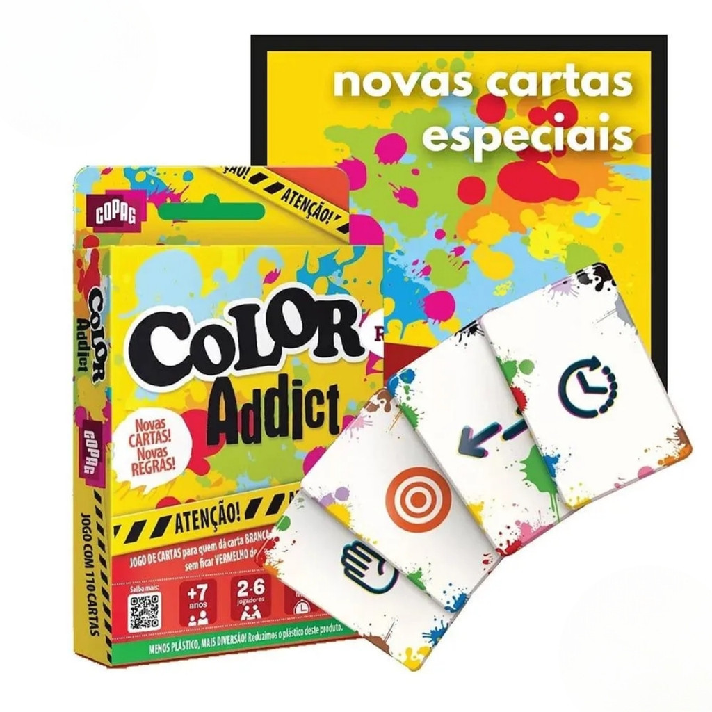 Jogo Cartas Color Addict 110 Baralho Mesa Brinquedo Card Festa Tabuleiro Família Rapido Colorido