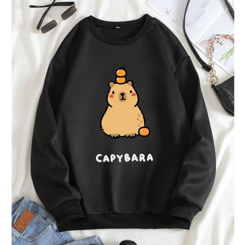 Moletom Blusa de Frio Gola Careca Tumblr Capybara Moda Geek Fofo Cut ...