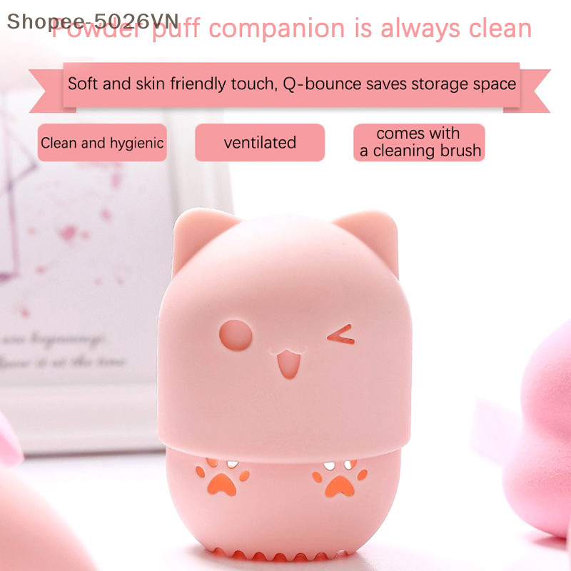 【 WES 】 Soft Silicone Liquidificador Cosmético Porta Caixa De Esponja Portátil (VN)