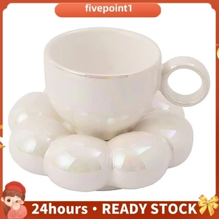 Conjunto De Xícaras De Café E Pires De Flores Caneca Cerâmica Chávena Com Girassol Chávenas Latte 6.7Oz