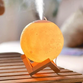 Umidificador luminária lua cheia 3D 880ml Abajur LED 3 Cores