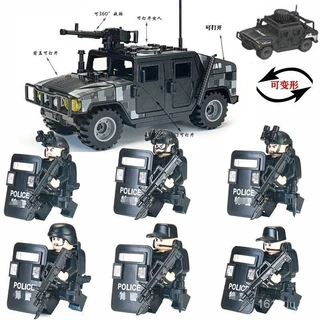 Compatível com LEGO Military Blocker Jeep Hummer Vehicle Vehicle Vehicle Army Police Doll Toy FQYV