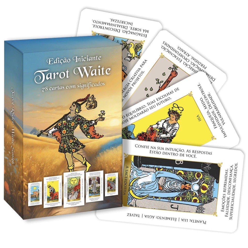 Baralho de Tarot Rider Waite Iniciante 78 Cartas Jogo de Cartas ...