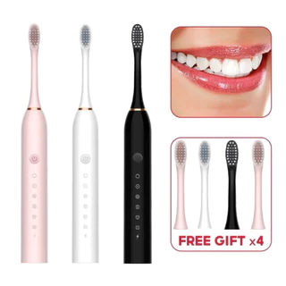 Escova de Dentes Elétrica Ultrassônica IPX7 Inteligente/ Recarregável e Com Cabeça Removível -WL em Oferta na Shopee