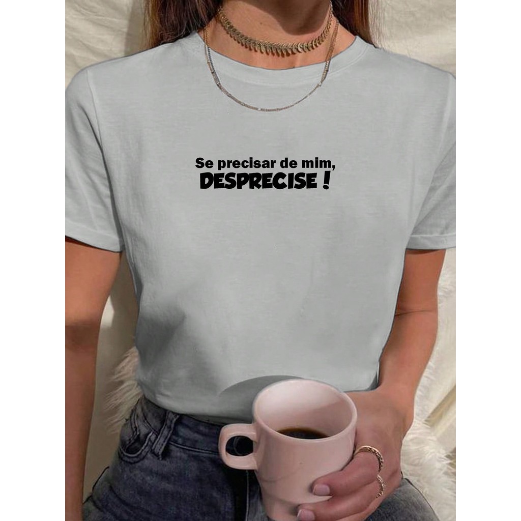 Camiseta T Shirt Feminina BabyLook Estampada Frases Se Precisar de Mim ...