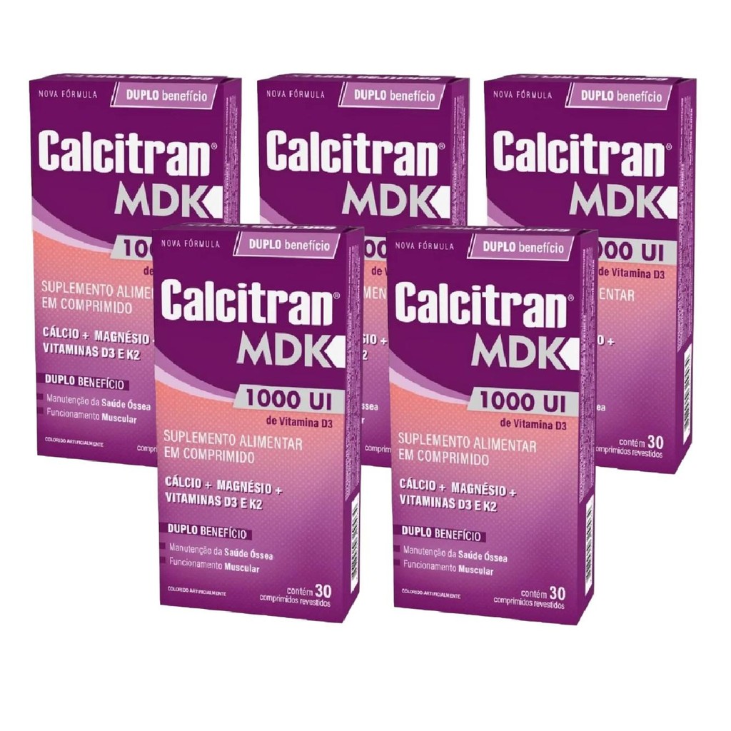 Kit Calcitran MDK 1.000UI Com 5Un De 30 Comp Revestidos Cada | Shopee ...
