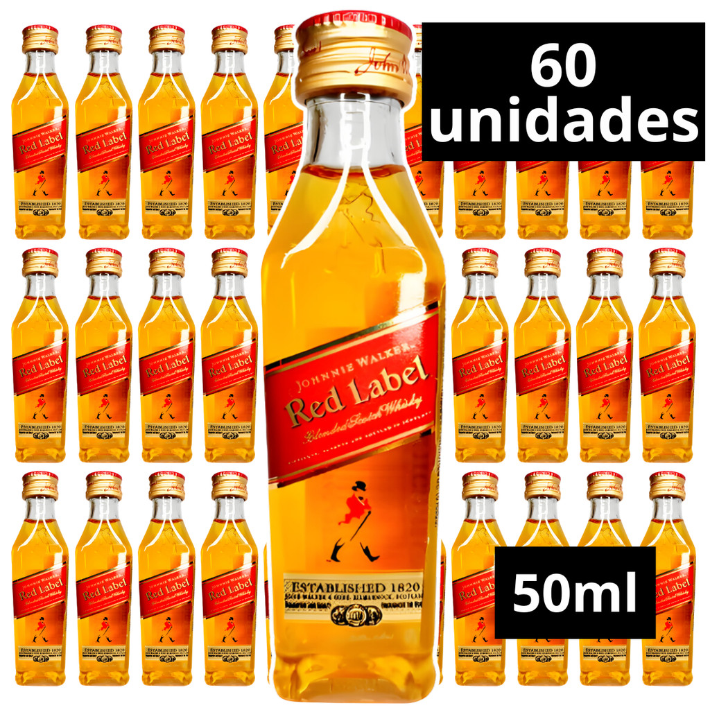 Kit 60 Mini Whisky Johnnie Walker Red Label 50ml | Shopee Brasil