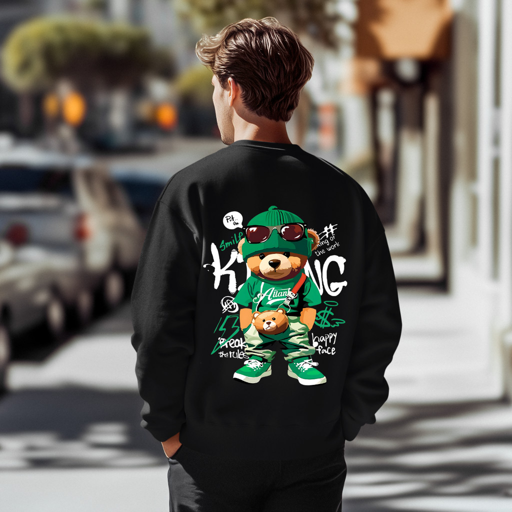 Moletom Ursinho Street Ted Flanelado Estilo Gola Careca Inverno ...