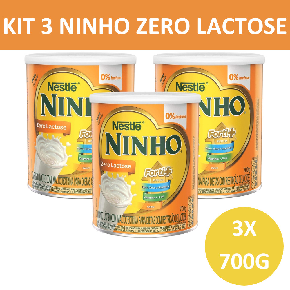 Kit 3 Ninho Zero Lactose Fort+ LT 700g