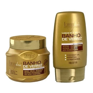 Forever Liss Kit Banho De Verniz Máscara 250g, Leave-In 140g