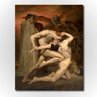 Quadro Dante e Virgílio no Inferno William-Adolphe Bouguereau Academicismo Em Tela Acetinada