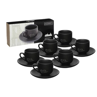 Jogo 6 Xícaras De Café Com Pires Em Porcelana 90ml 12 Peças