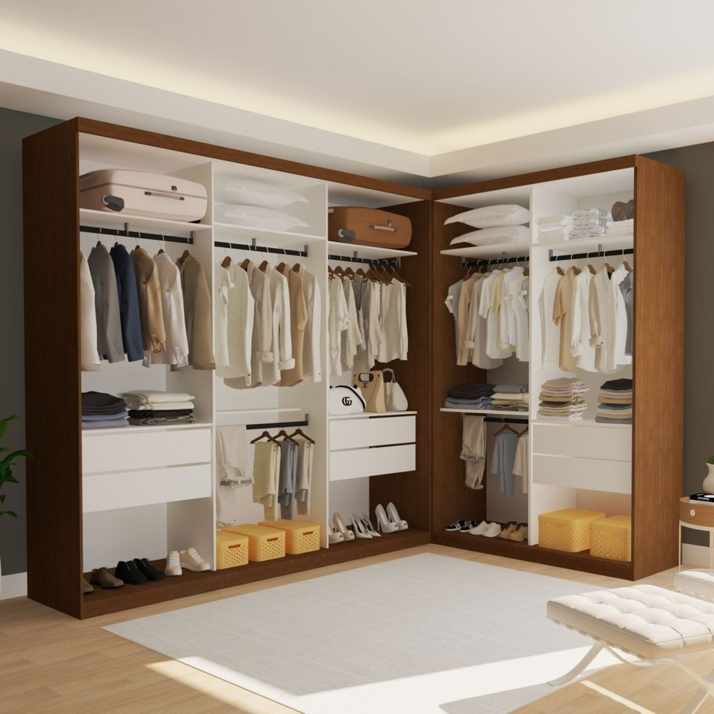 Closet Casal sem Portas 2 Módulos 6 Gavetas França Carvalho | Shopee Brasil