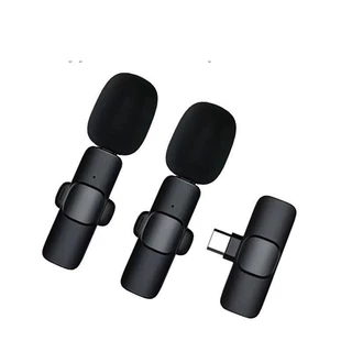 Microfone Lapela Para Celular Kit 2 Em 1 Wireless Sem Fio Compatível Android Ios Iphone